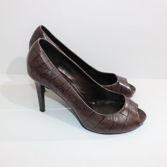 ALDO Brown Croc Print Leather 39 - Picture 3 of 6